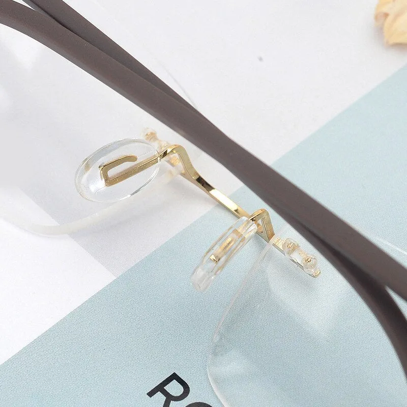 Hotony Unisex Rimless Alloy Frame Rectangle Lens Eyeglasses Rw003