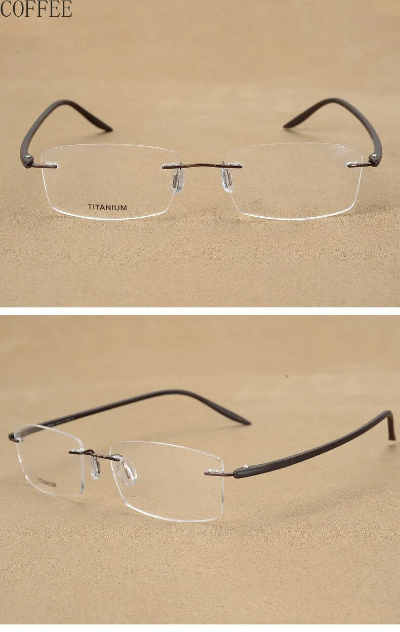 Hotony Unisex Rimless Alloy Frame Rectangle Lens Eyeglasses Rw003