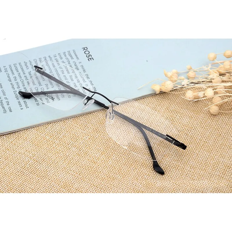 Hotony Unisex Rimless Alloy Frame Rectangle Lens Eyeglasses Rw004