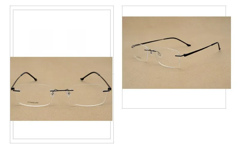 Hotony Unisex Rimless Alloy Frame Rectangle Lens Eyeglasses Rw004