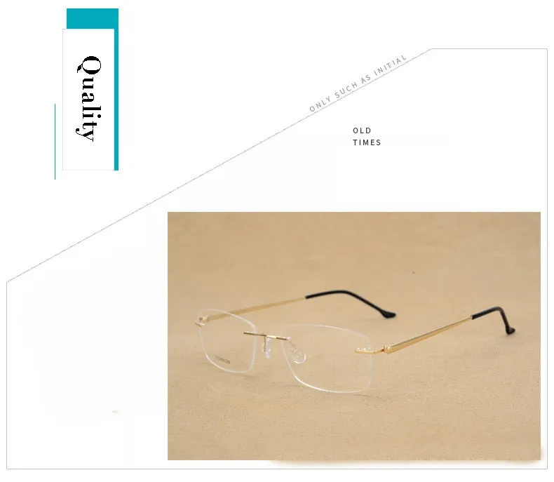 Hotony Unisex Rimless Alloy Frame Rectangle Lens Eyeglasses Rw004