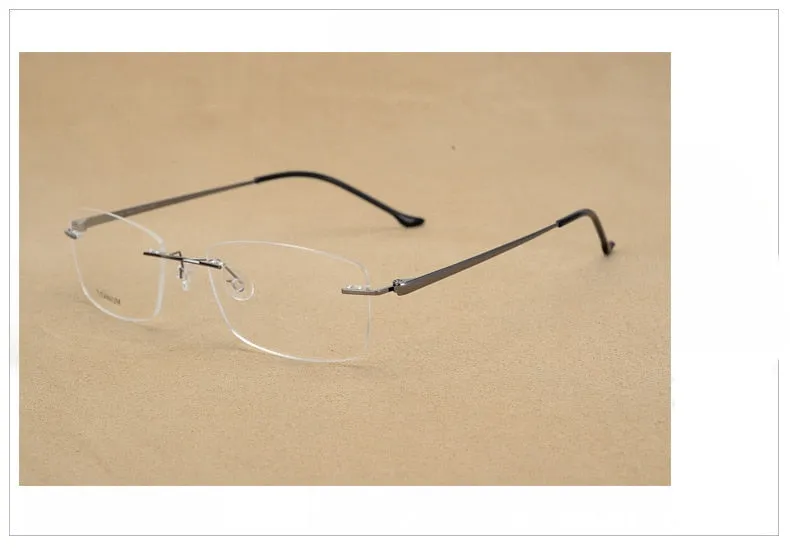 Hotony Unisex Rimless Alloy Frame Rectangle Lens Eyeglasses Rw004