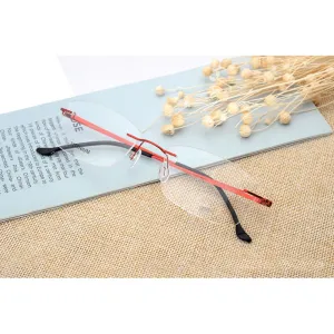 Hotony Unisex Rimless Alloy Frame Rectangle Lens Eyeglasses Rw004