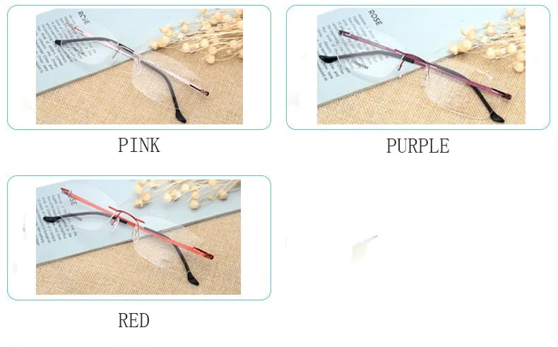 Hotony Unisex Rimless Alloy Frame Rectangle Lens Eyeglasses Rw004