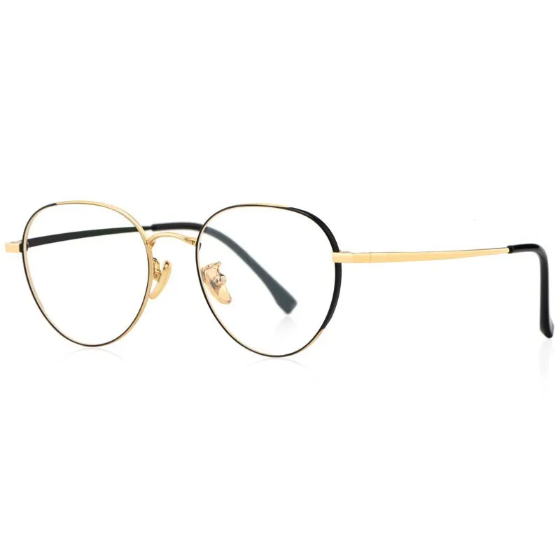 Hotony Women's Full Rim Round Beta Titanium Frame Spring Hinge Eyeglasses T3927