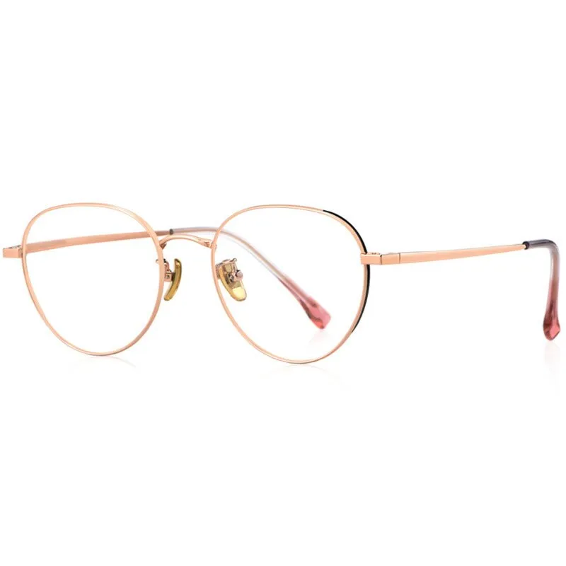 Hotony Women's Full Rim Round Beta Titanium Frame Spring Hinge Eyeglasses T3927