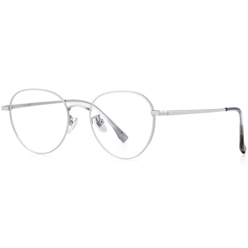 Hotony Women's Full Rim Round Beta Titanium Frame Spring Hinge Eyeglasses T3927