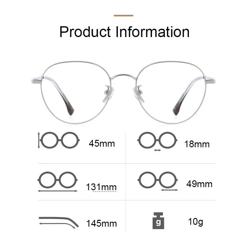 Hotony Women's Full Rim Round Beta Titanium Frame Spring Hinge Eyeglasses T3927