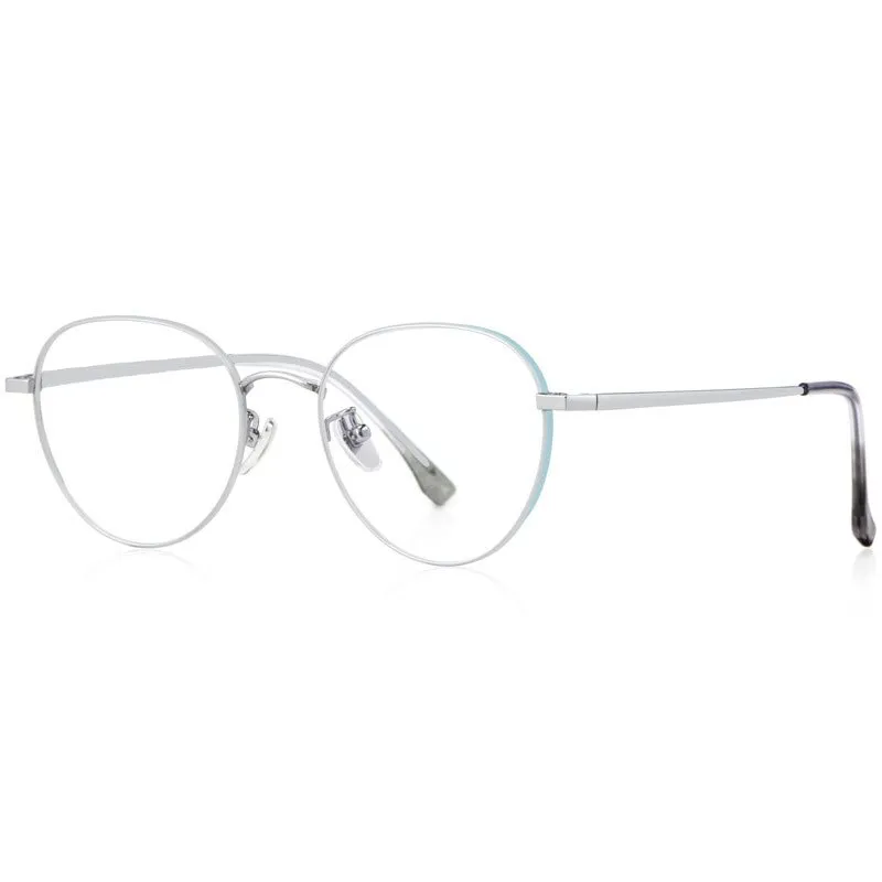 Hotony Women's Full Rim Round Beta Titanium Frame Spring Hinge Eyeglasses T3927