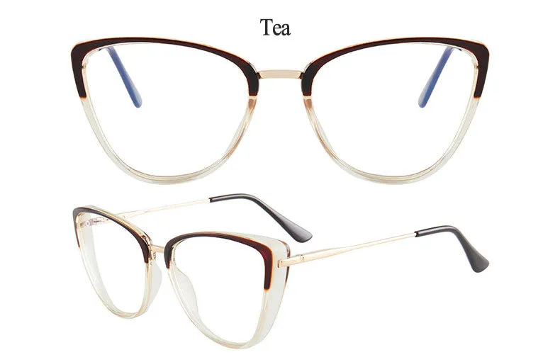 Hotony Women's Full Rim TR 90 Resin Cat Eye Frame Eyeglasses 7033