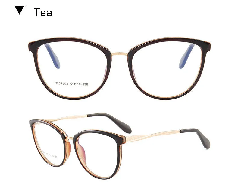 Hotony Women's Full Rim TR 90 Resin Round Frame Eyeglasses 7005