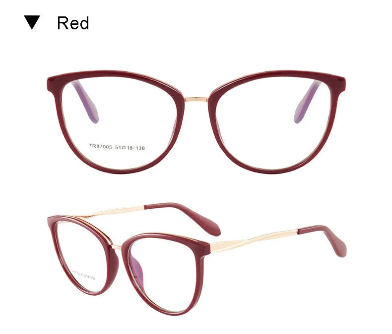 Hotony Women's Full Rim TR 90 Resin Round Frame Eyeglasses 7005