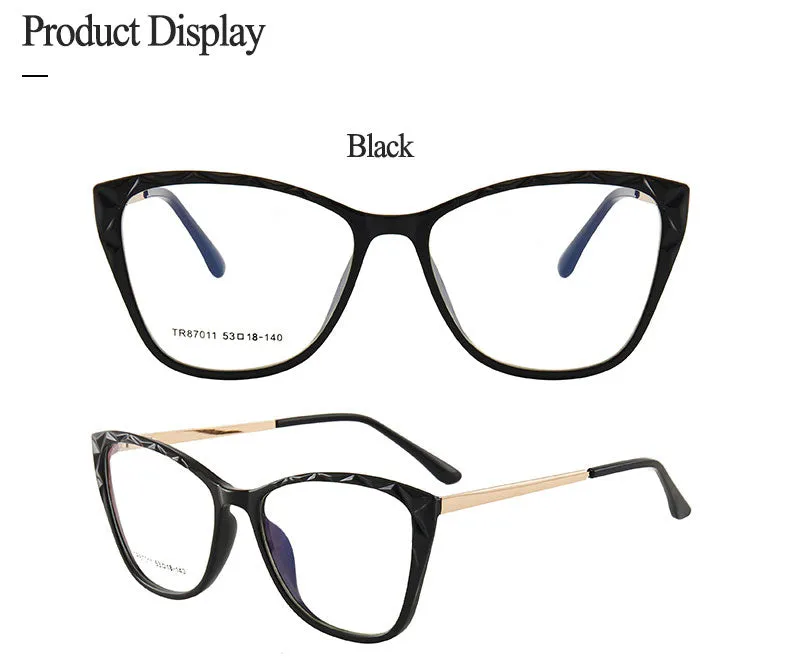 Hotony Women's Full Rim TR 90 Resin Square Cat Eye Frame Eyeglasses 7011