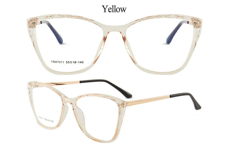 Hotony Women's Full Rim TR 90 Resin Square Cat Eye Frame Eyeglasses 7011