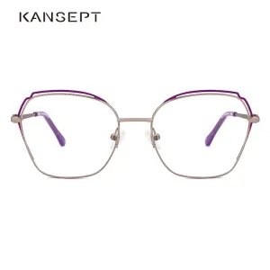 Kansept Unisex Full Rim Square Cat Eye Metal Frame Sunglasses Ty48298a