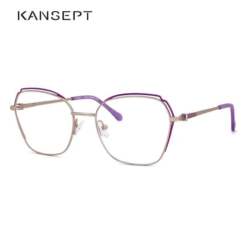 Kansept Unisex Full Rim Square Cat Eye Metal Frame Sunglasses Ty48298a