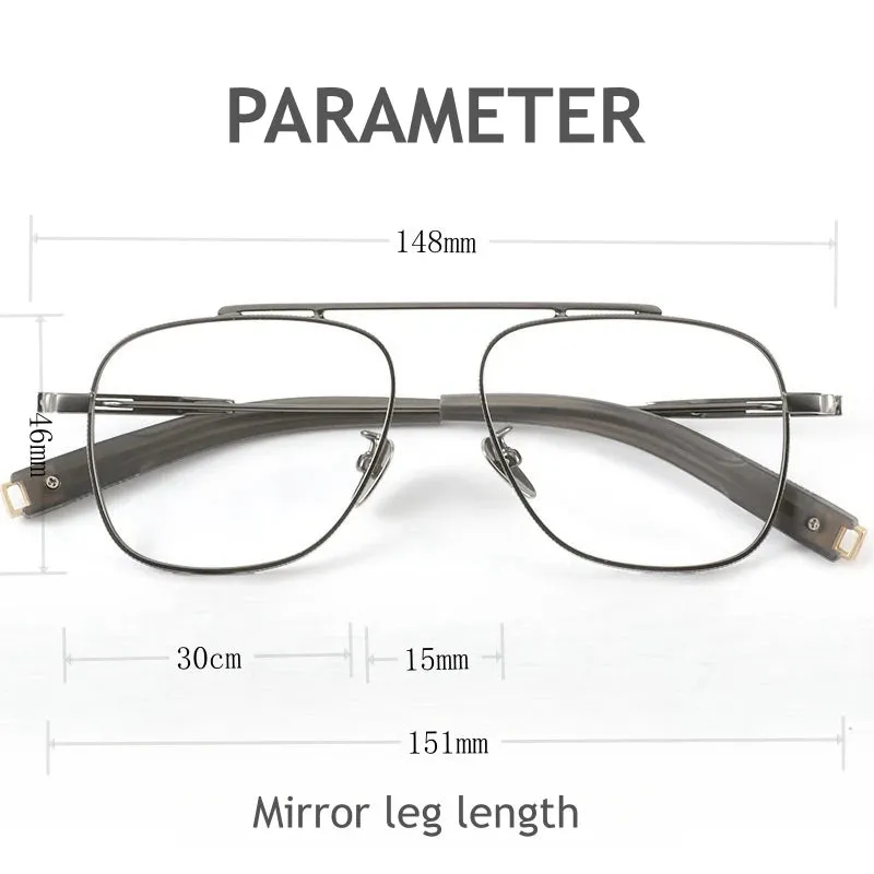 KatKani Men's Full Rim Double Bridge Square Titanium Eyeglasses 105