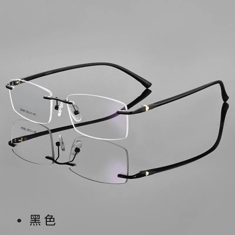 KatKani Men's Rimless Square Tr 90 Alloy Eyeglasses 2667