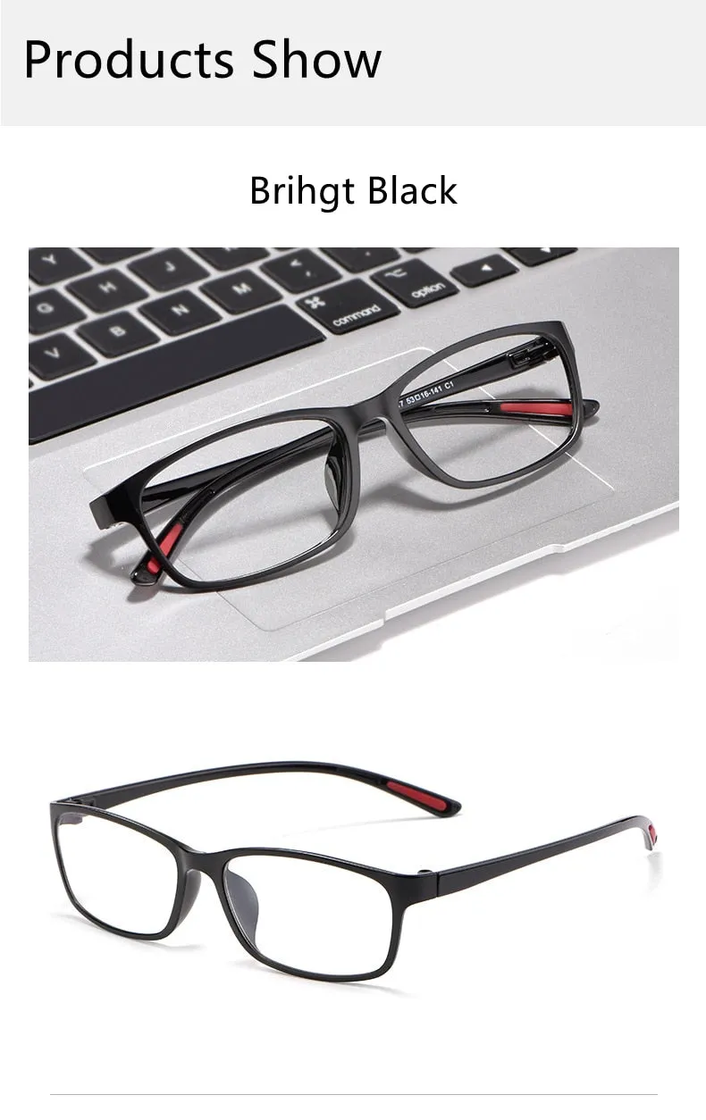 KatKani Unisex Bright Black Black White Reading Glasses Anti Blue Light Bf13017