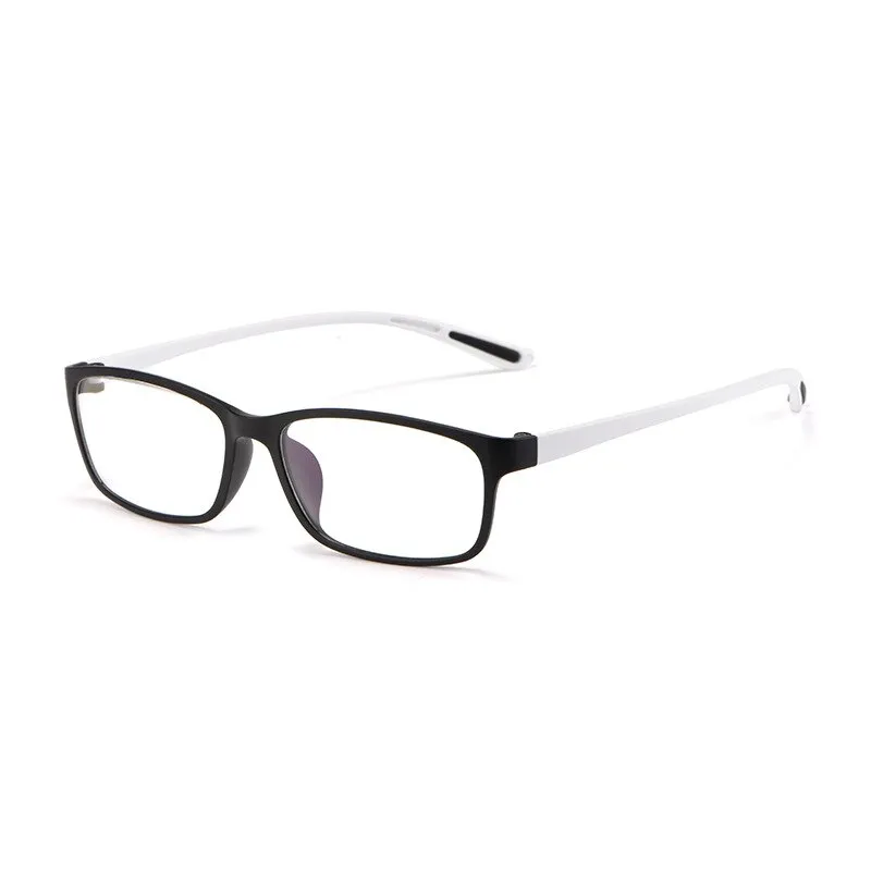 KatKani Unisex Bright Black Black White Reading Glasses Anti Blue Light Bf13017