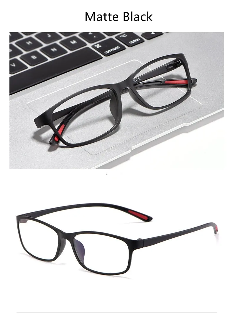 KatKani Unisex Bright Black Black White Reading Glasses Anti Blue Light Bf13017