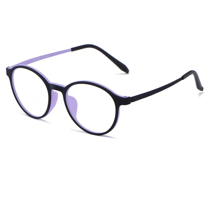 Katkani Unisex Full Rim Round Rubber Titanium Black Anti Blue Light Reading Glasses 30503