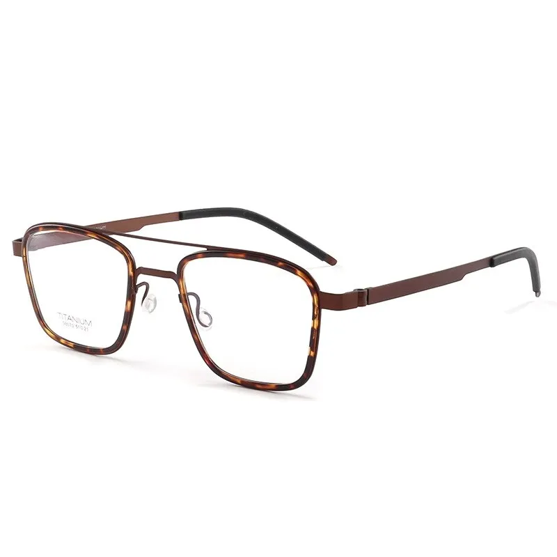 KatKani Unisex Full Rim Square Acetate Titanium Double Bridge Eyeglasses 98070