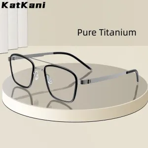 KatKani Unisex Full Rim Square Acetate Titanium Double Bridge Eyeglasses 98070