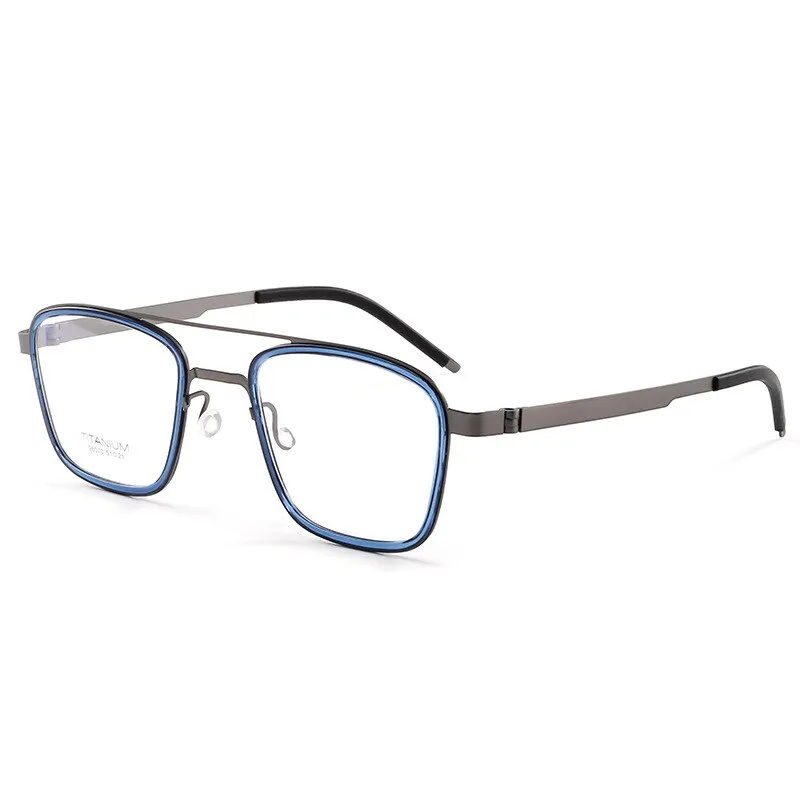 KatKani Unisex Full Rim Square Acetate Titanium Double Bridge Eyeglasses 98070