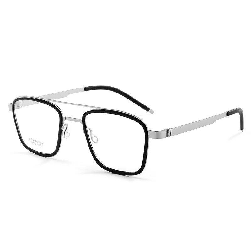 KatKani Unisex Full Rim Square Acetate Titanium Double Bridge Eyeglasses 98070