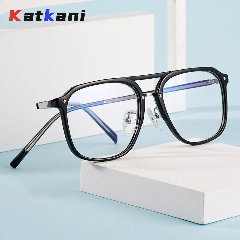 KatKani Unisex Full Rim Square Double Bridge Acetate Frame Eyeglasses Kbt98801