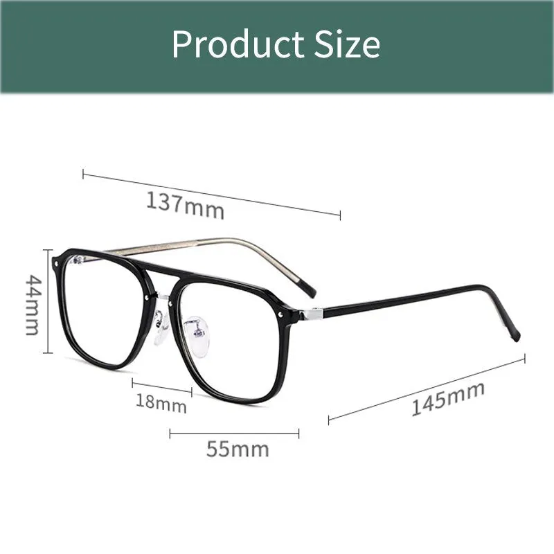 KatKani Unisex Full Rim Square Double Bridge Acetate Frame Eyeglasses Kbt98801