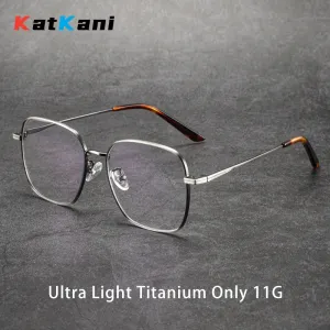 KatKani Unisex Full Rim Square Small Titanium Alloy Eyeglasses 1821