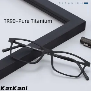 KatKani Unisex Full Rim Square Tr 90 Titanium Eyeglasses 18006