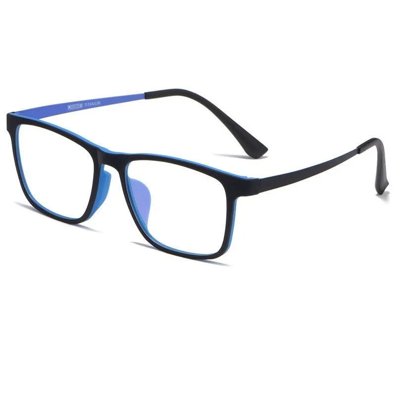 KatKani Unisex Full Rim Square Tr 90 Titanium  Reading Glasses Anti Blue Light Black Hr3068