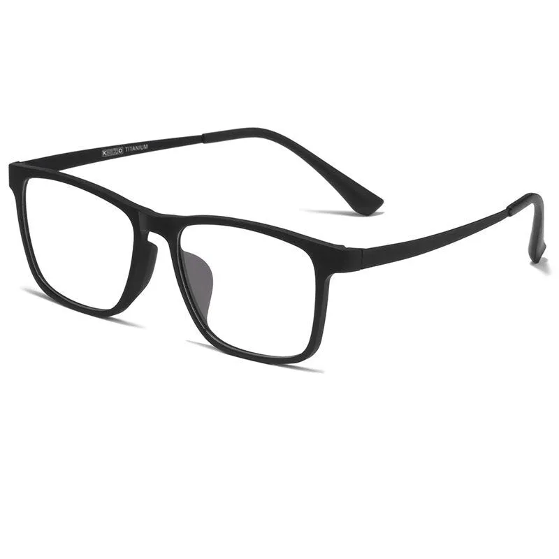 KatKani Unisex Full Rim Square Tr 90 Titanium  Reading Glasses Anti Blue Light Black Hr3068