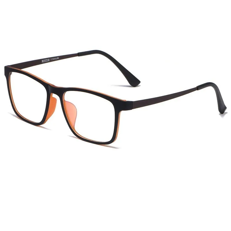 KatKani Unisex Full Rim Square Tr 90 Titanium  Reading Glasses Anti Blue Light Black Hr3068