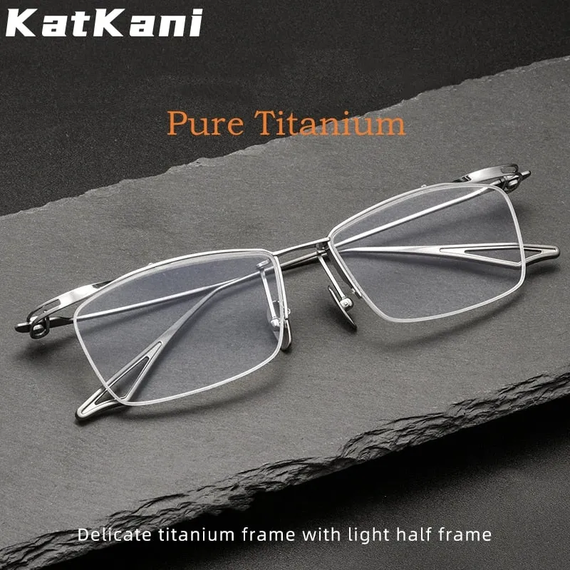 KatKani Unisex Semi Rim Square Titanium Eyeglasses 2266act