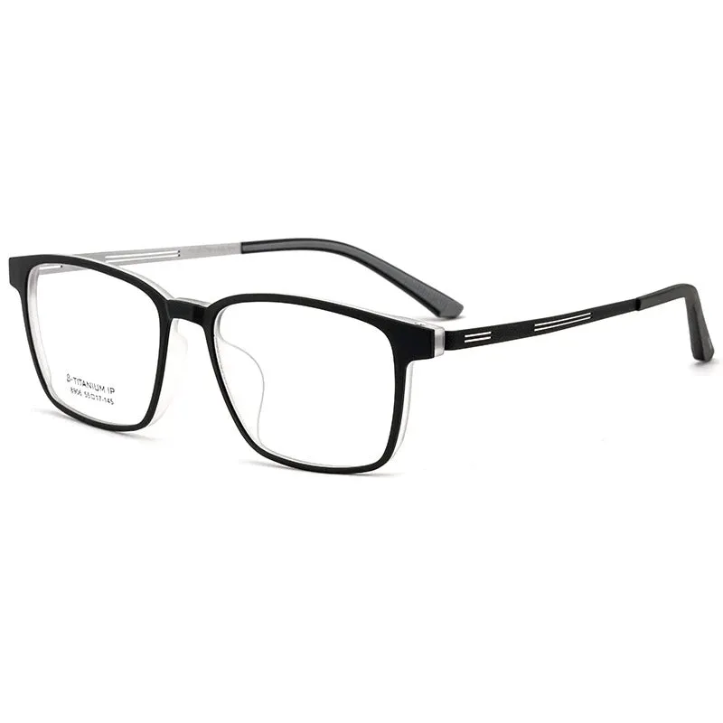 Kocolior Men's Full Rim Large Square Tr 90 Titanium Alloy Eyeglasses 8906