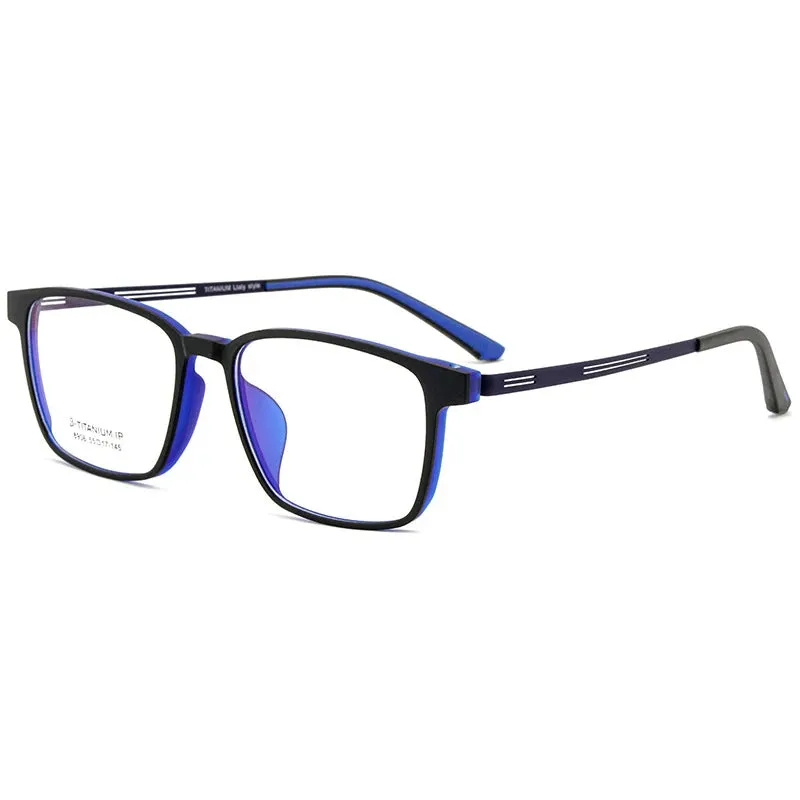 Kocolior Men's Full Rim Large Square Tr 90 Titanium Alloy Eyeglasses 8906