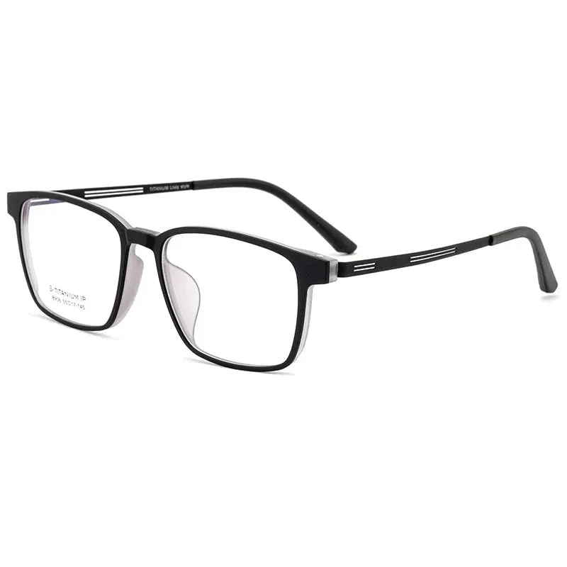 Kocolior Men's Full Rim Large Square Tr 90 Titanium Alloy Eyeglasses 8906