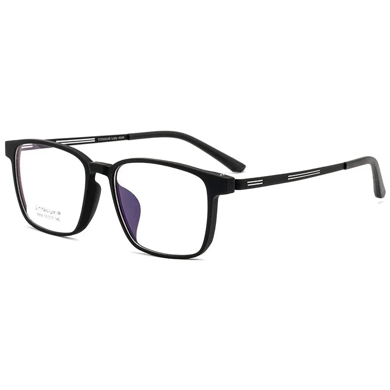 Kocolior Men's Full Rim Large Square Tr 90 Titanium Alloy Eyeglasses 8906