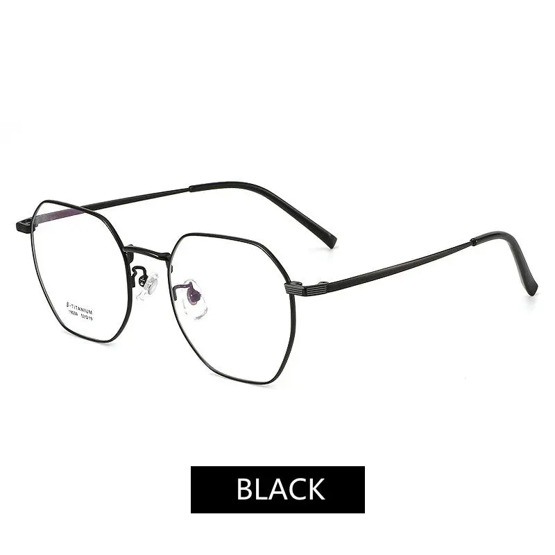 Kocolior Unisex Full Rim Irregular Polygon Titanium Alloy Eyeglasses 19059