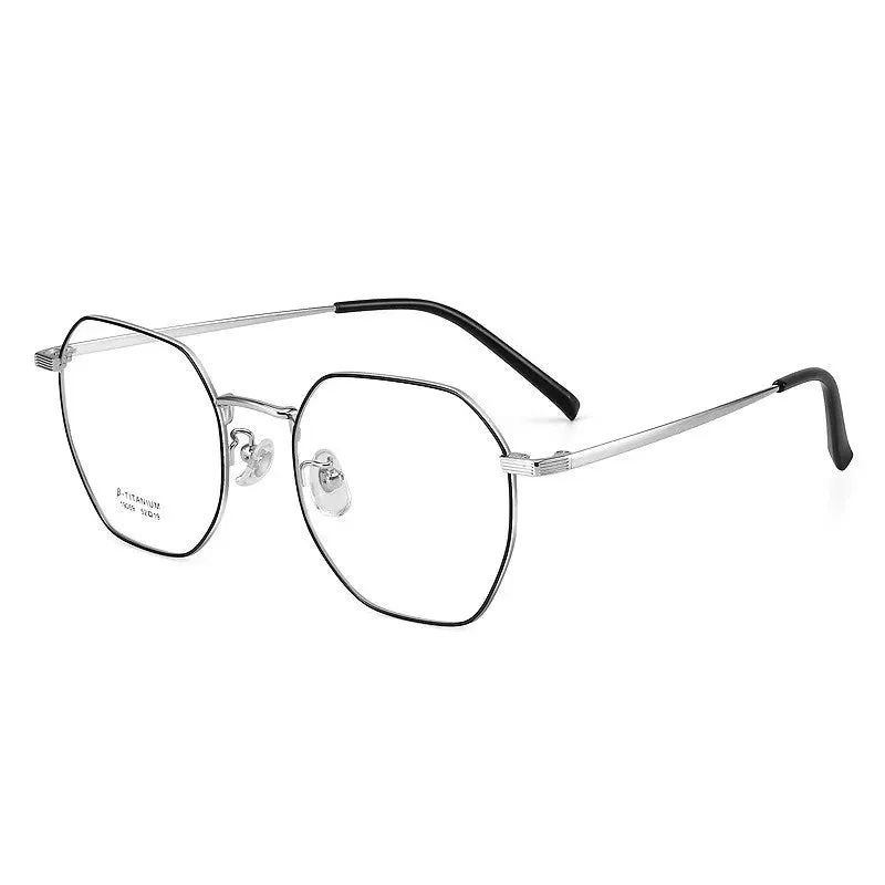 Kocolior Unisex Full Rim Irregular Polygon Titanium Alloy Eyeglasses 19059