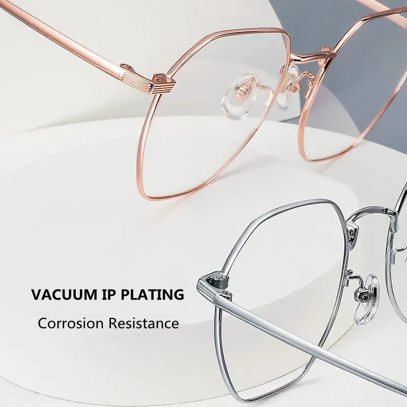 Kocolior Unisex Full Rim Irregular Polygon Titanium Alloy Eyeglasses 19059