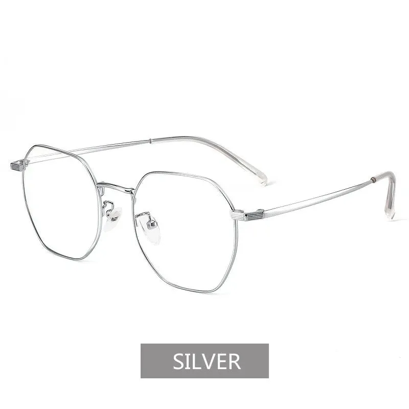 Kocolior Unisex Full Rim Irregular Polygon Titanium Alloy Eyeglasses 19059