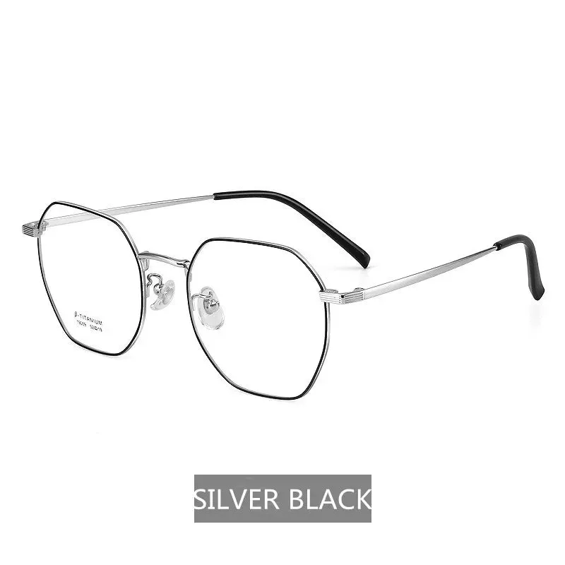 Kocolior Unisex Full Rim Irregular Polygon Titanium Alloy Eyeglasses 19059