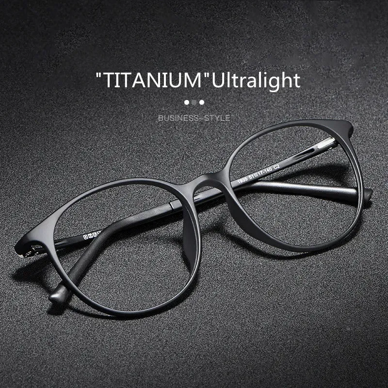 Kocolior Unisex Full Rim Irregular Round Tr 90 Titanium Eyeglasses 1935