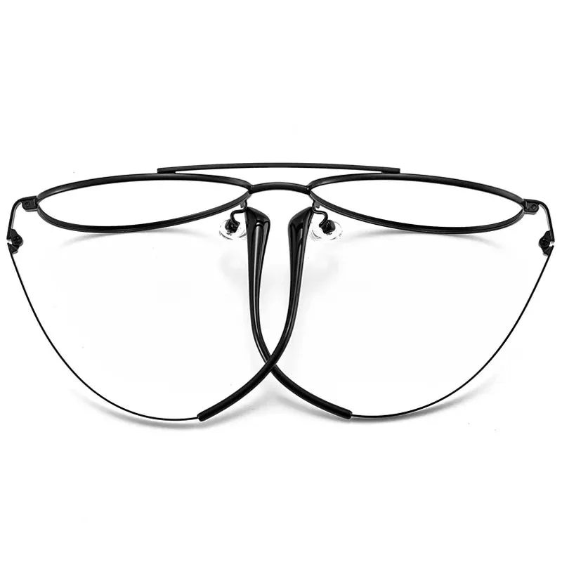 Kocolior Unisex Full Rim Large Oval Double Bridge Titanium Eyeglasses 2194