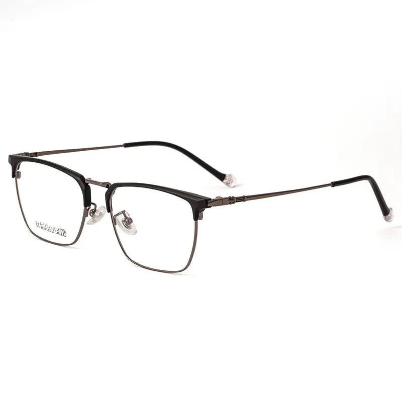 Kocolior Unisex Full Rim Square Acetate Titanium Eyeglasses 8628